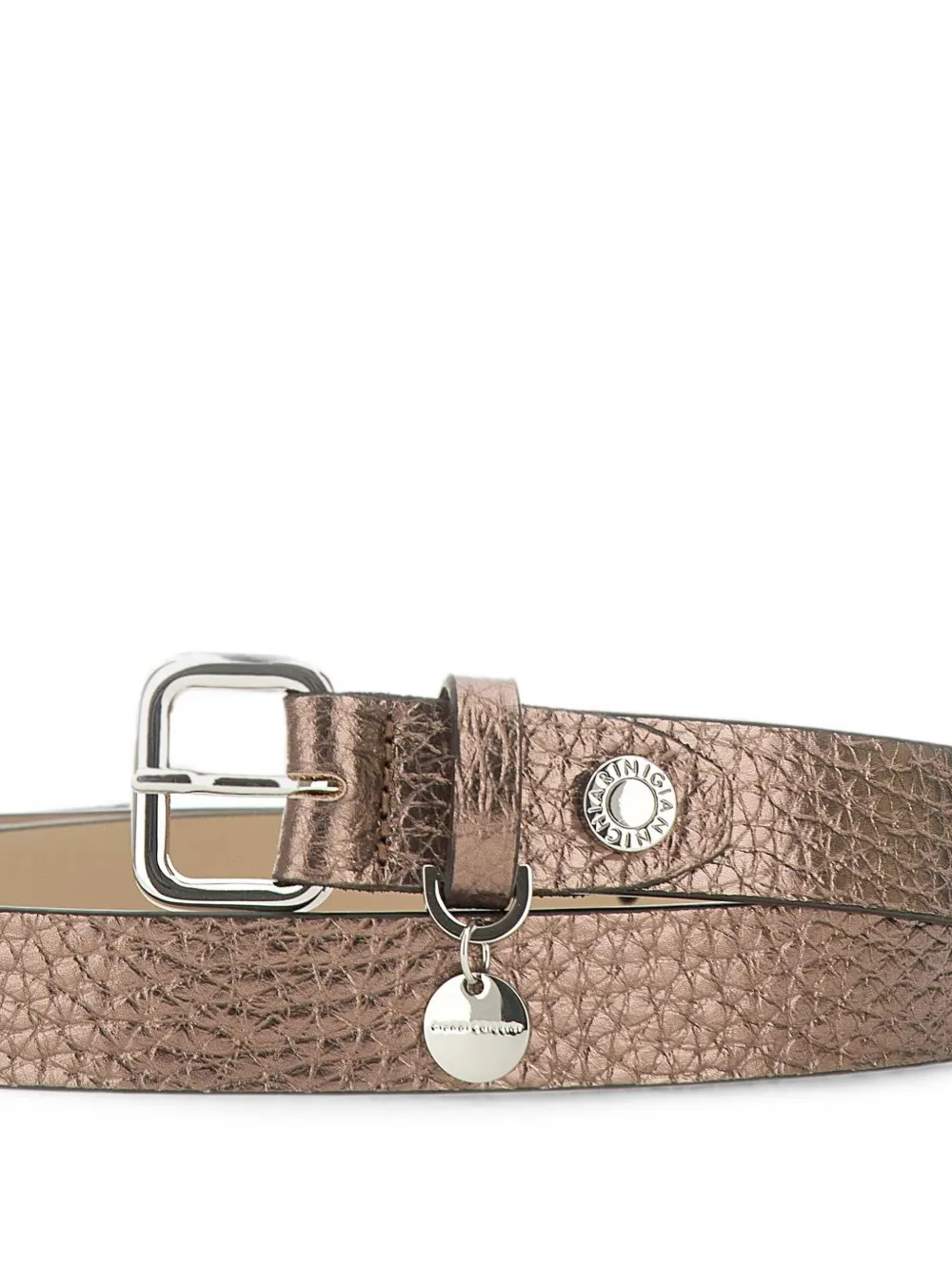 GIANNI CHIARINI Leren riem met maxi-print Bruin
