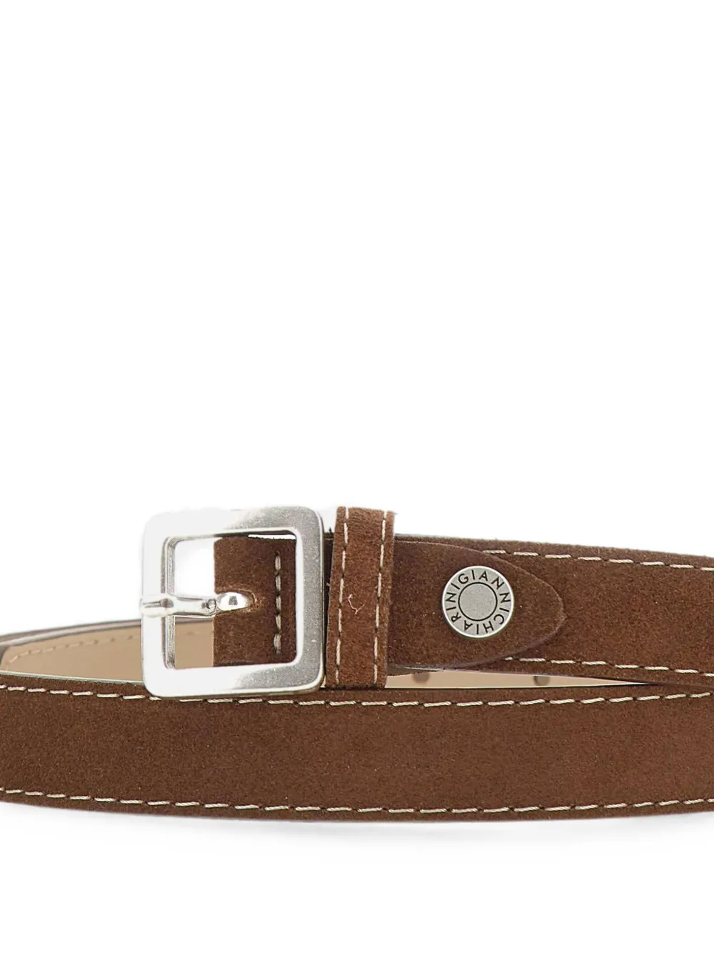 GIANNI CHIARINI Suède riem met contrasterend stiksel Bruin