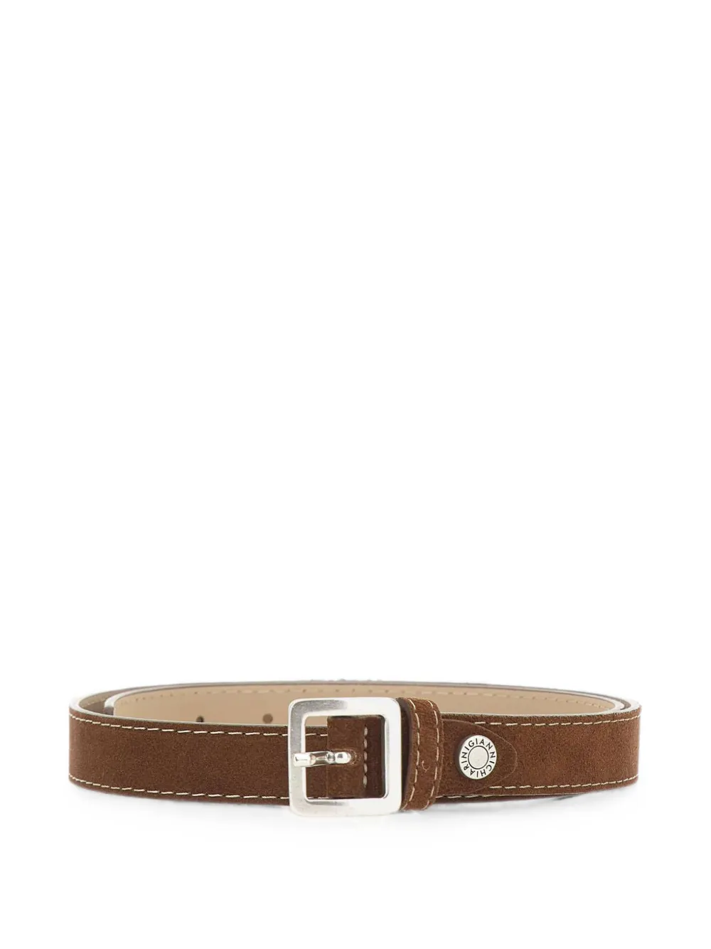 GIANNI CHIARINI calf suede contrast-stitch belt - Marrone