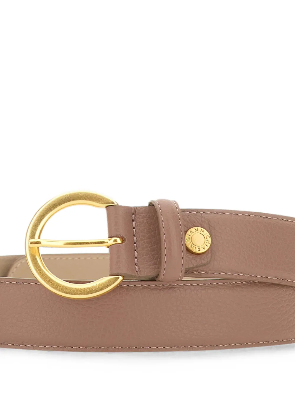 GIANNI CHIARINI Leren riem met gegraveerd logo Beige