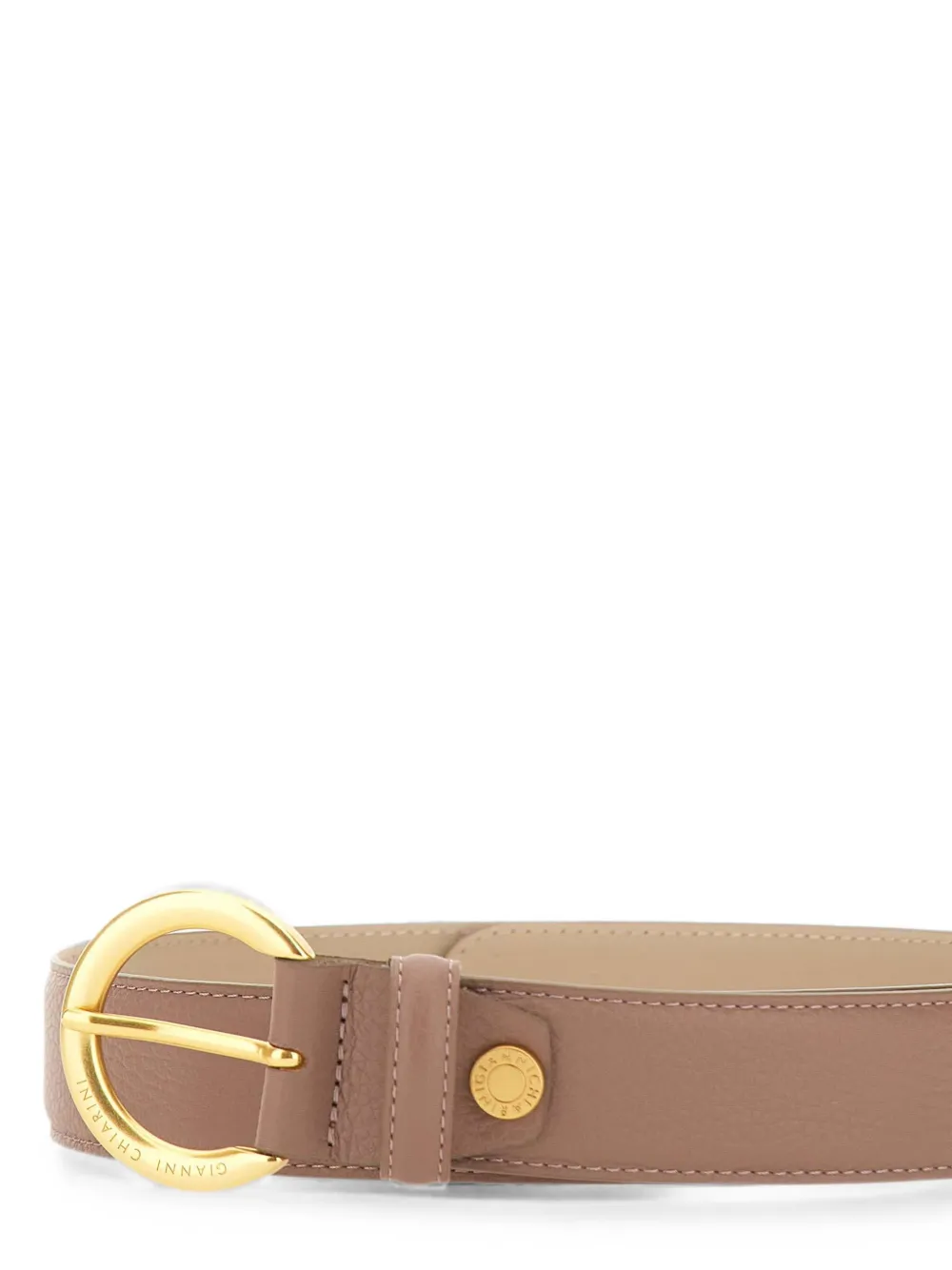 GIANNI CHIARINI Leren riem met gegraveerd logo Beige