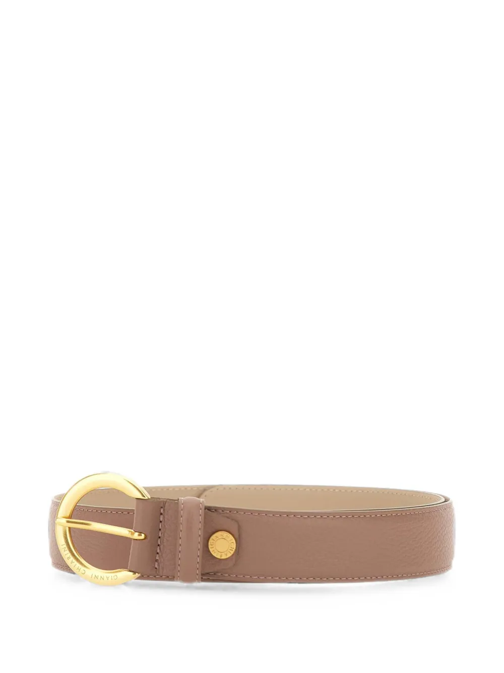 GIANNI CHIARINI Leren riem met gegraveerd logo Beige