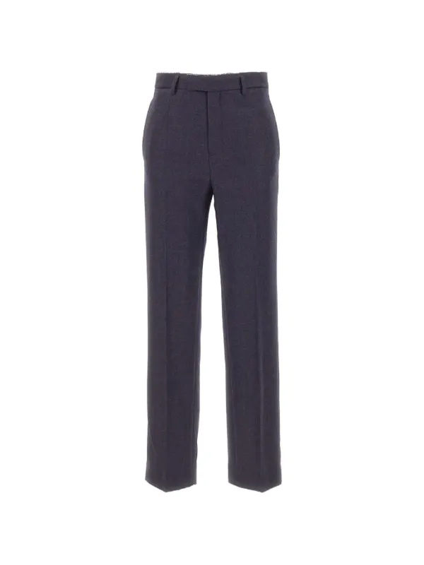 MM6 Maison Margiela Fringed Virgin-wool Trousers in Grey