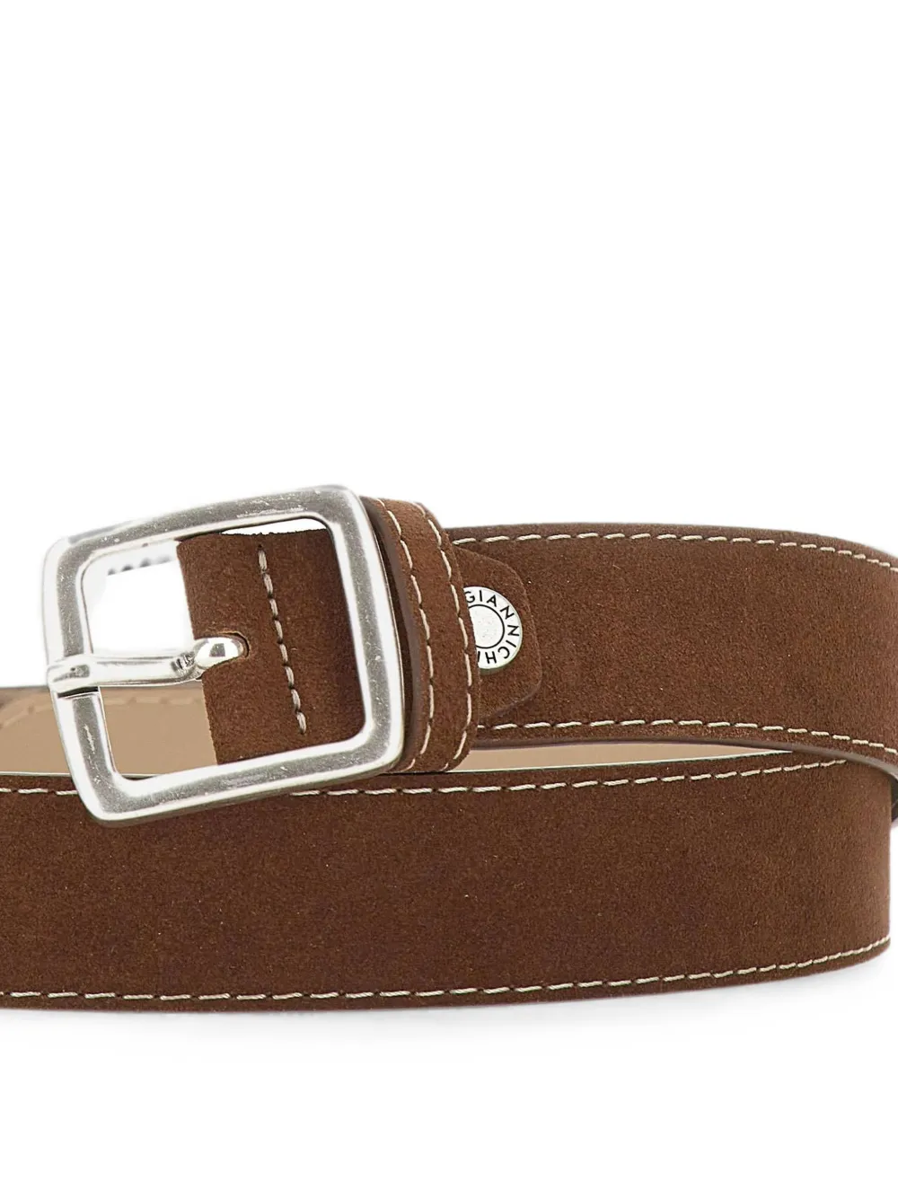 GIANNI CHIARINI Suède riem met contrasterend stiksel Bruin