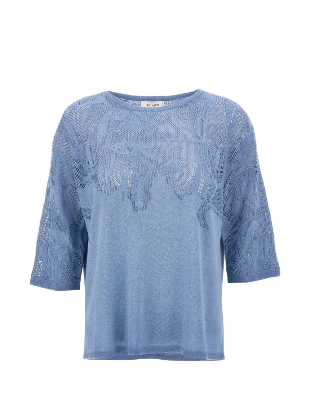 Kangra openwork-detail three-quarter-sleeve sweater - Blu