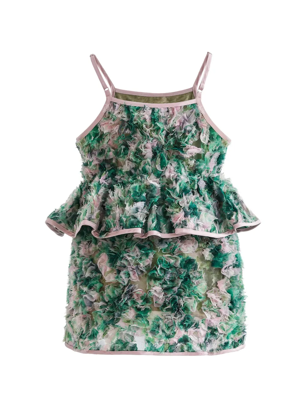Tulleen Zinnia top en mini-rok met textuur Groen