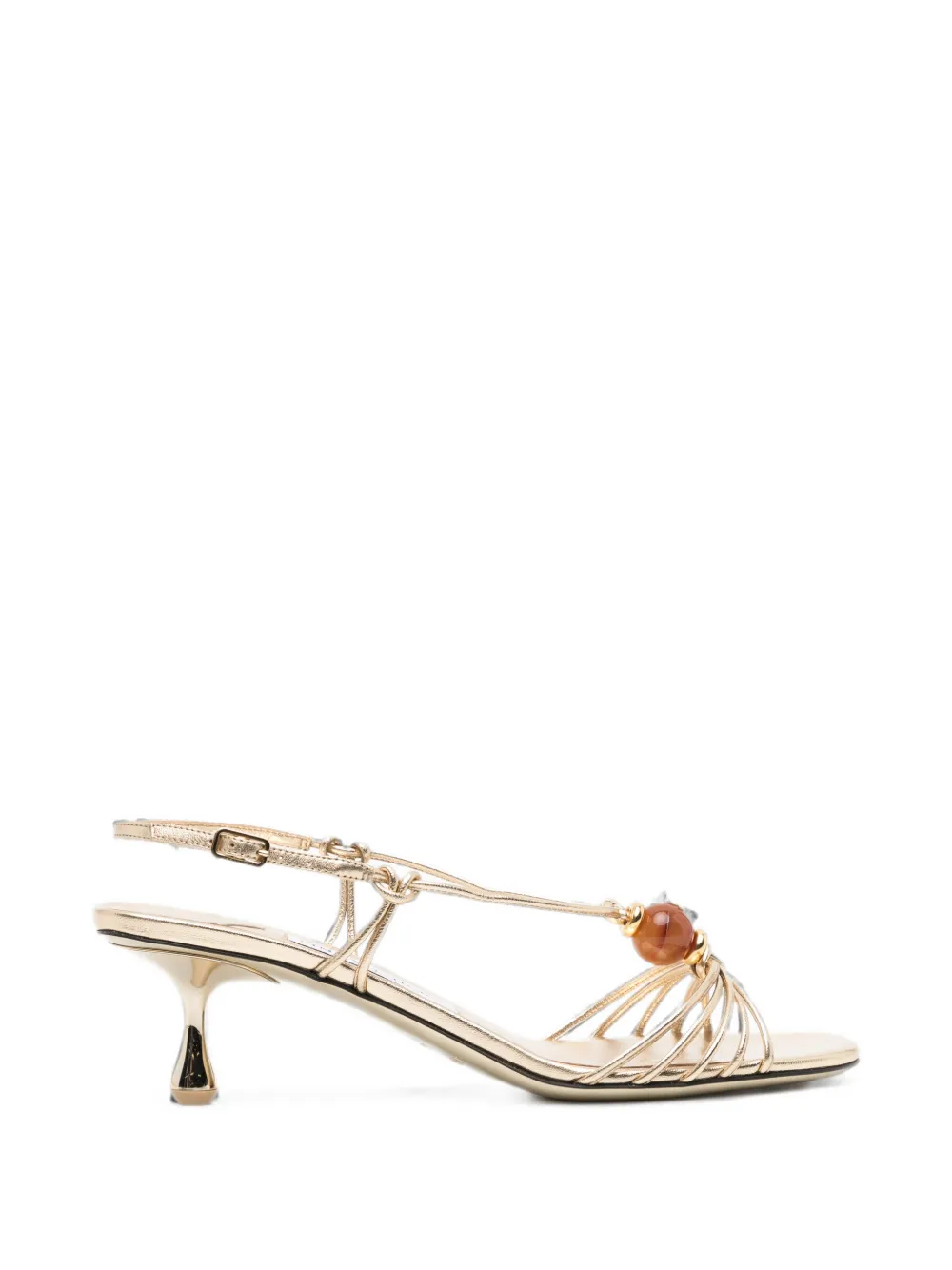 Jimmy Choo bead-embellished metallic-finish sandals - Gold