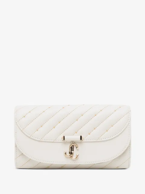 Jimmy Choo JC logo studded leather wallet on chain
