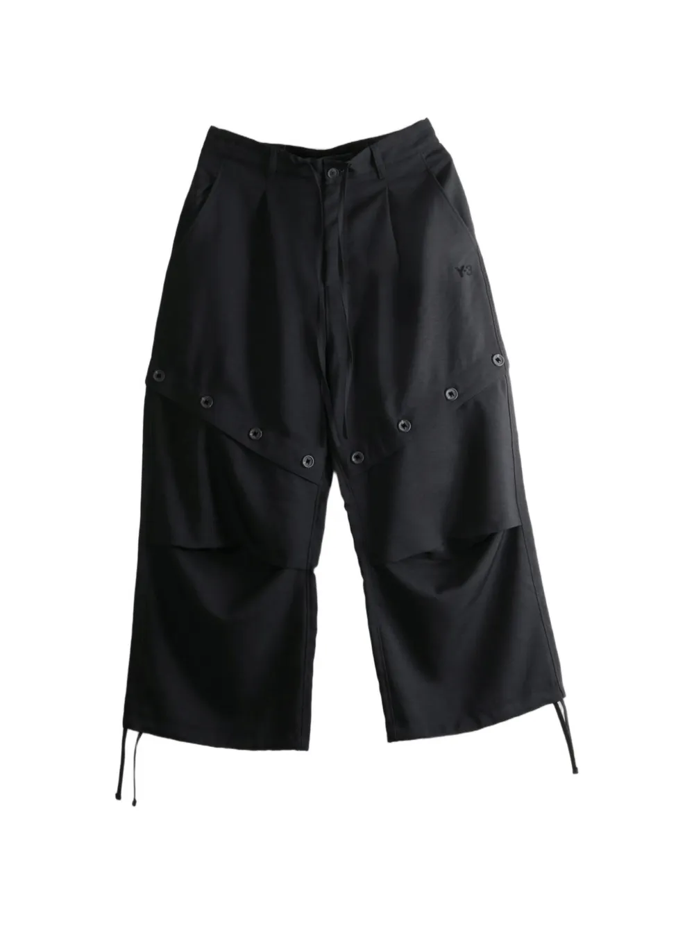 Y-3 button-embellished drawstring-hem trousers - Nero