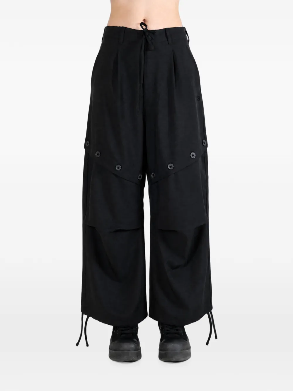 Y-3 Broek verfraaid met knopen en trekkoord bij de zoom Zwart