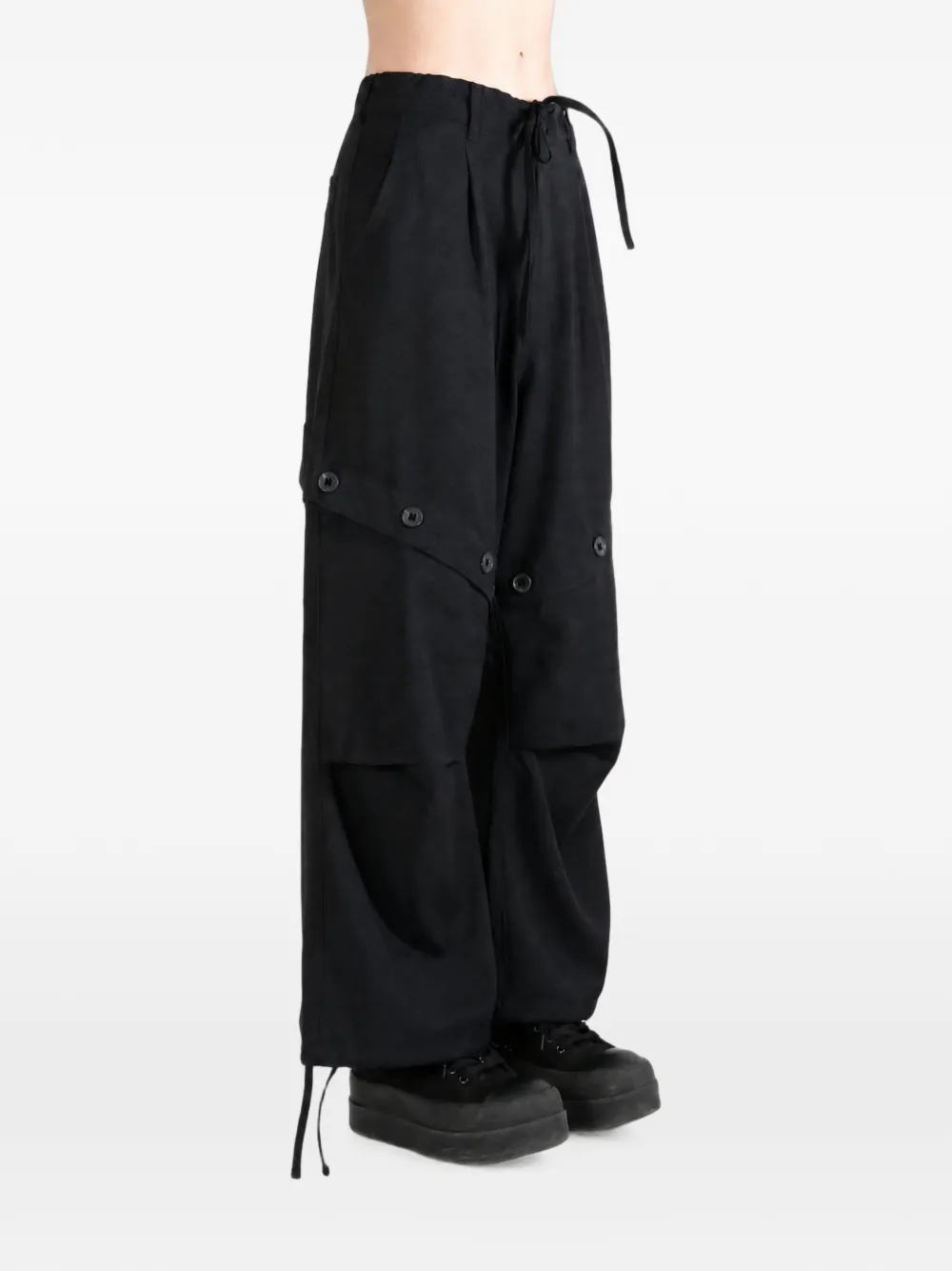 Y-3 Broek verfraaid met knopen en trekkoord bij de zoom Zwart