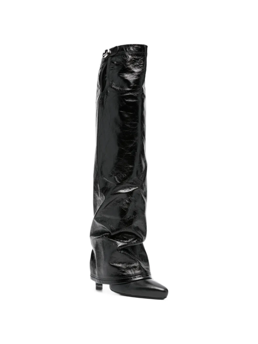 The Attico Leon crackled-leather boots Zwart