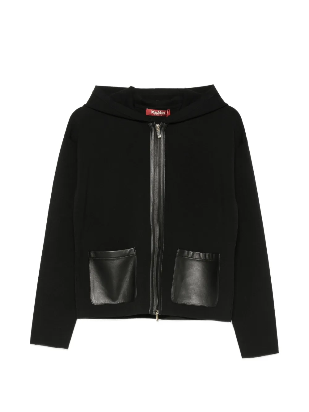 Max Mara leather-pocket hoodie - Schwarz