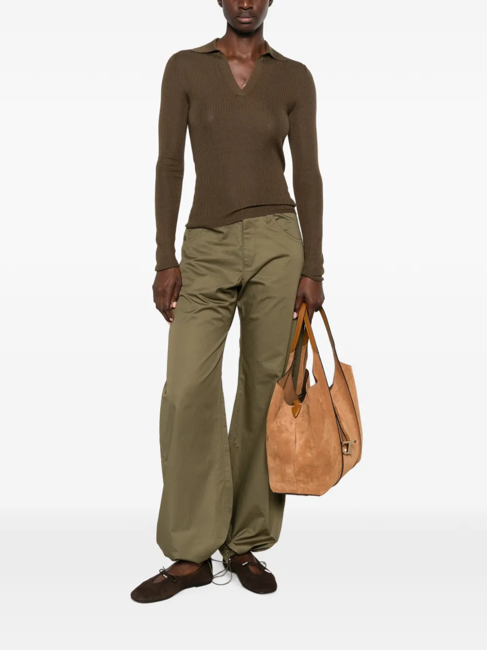 Max Mara Ribgebreide polotrui Bruin