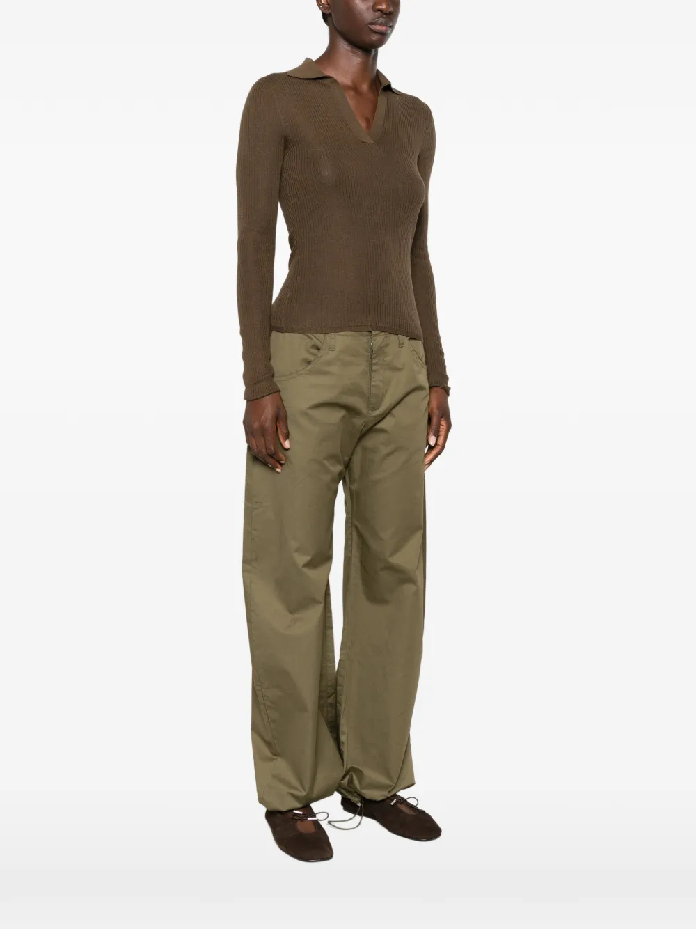 Max Mara Ribgebreide polotrui Bruin