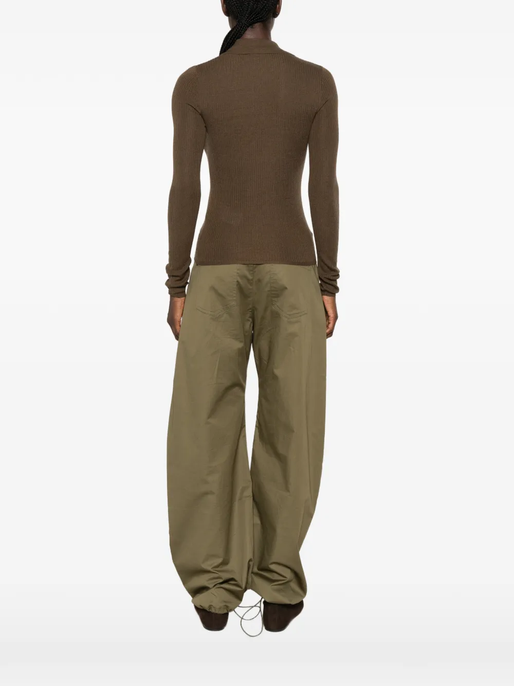 Max Mara Ribgebreide polotrui Bruin