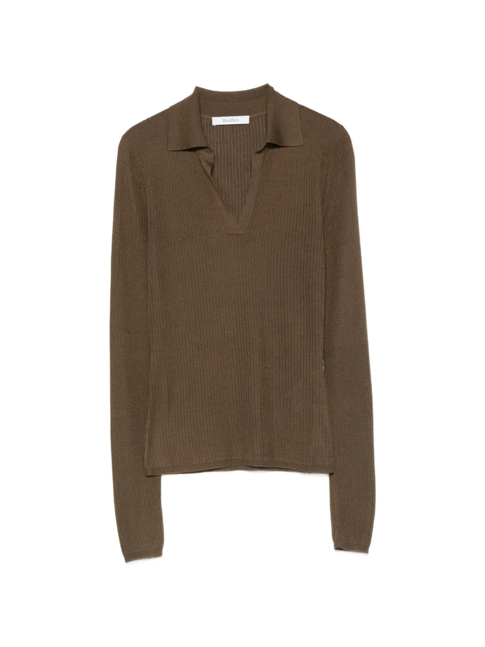 Max Mara ribbed-knit polo sweater - Brown
