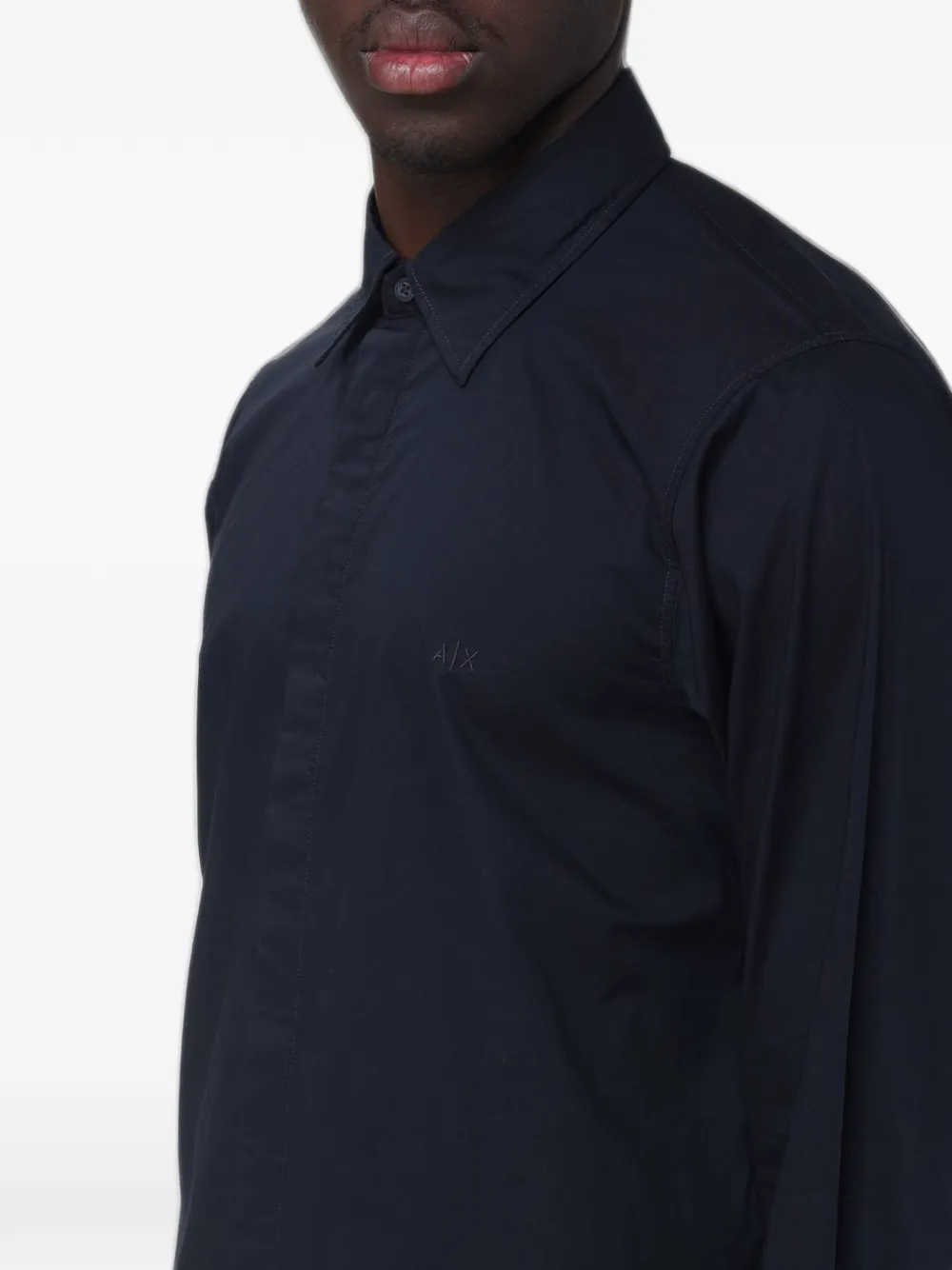 Armani Exchange Overhemd met geborduurd logo Blauw