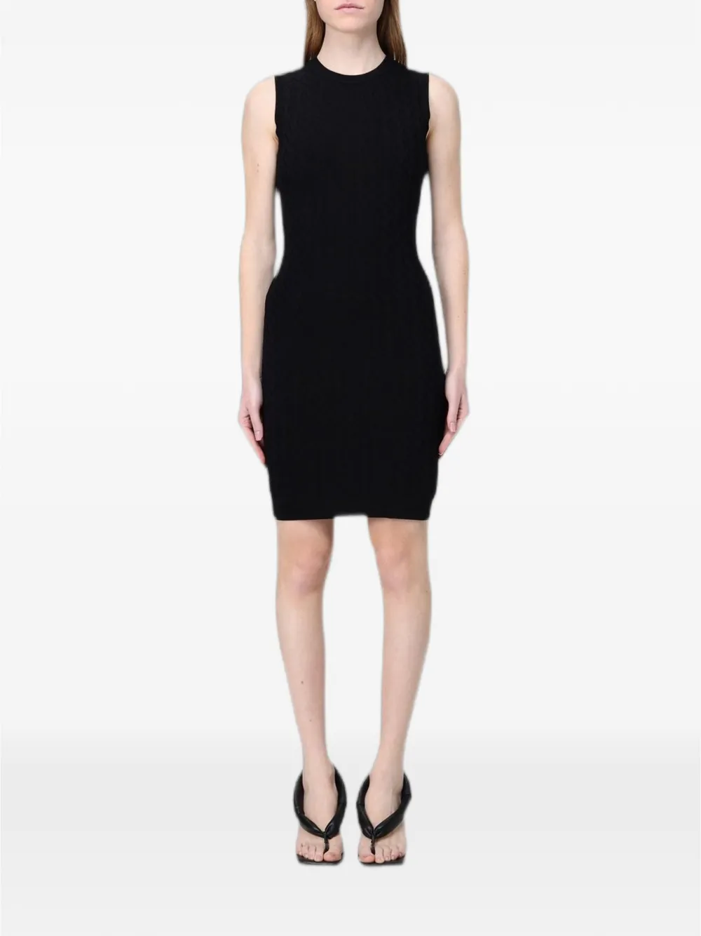 Emporio Armani mini monogram-pattern sleeveless dress - Nero