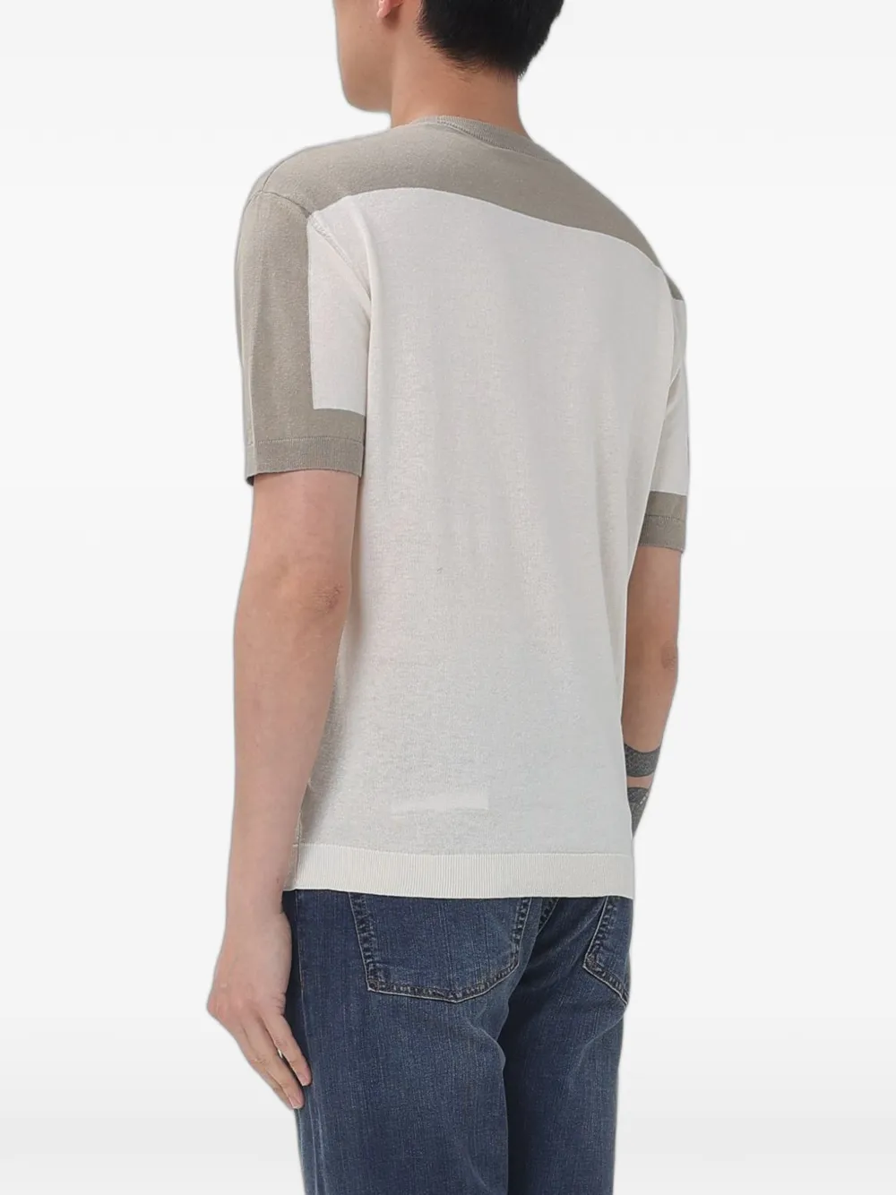 Emporio Armani Tweekleurig T-shirt Beige