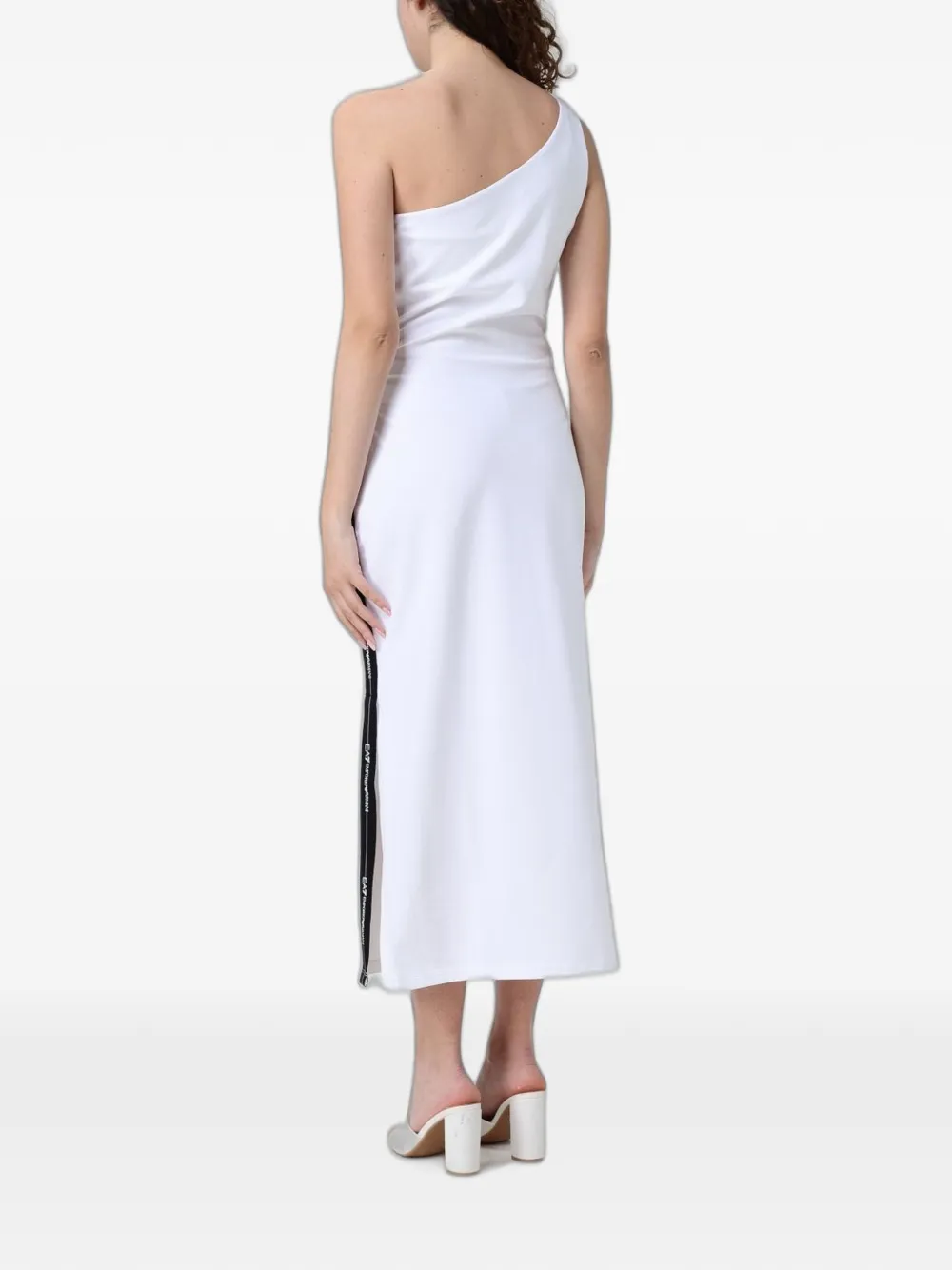 Ea7 Emporio Armani Asymmetrische maxi-jurk met logoband Wit