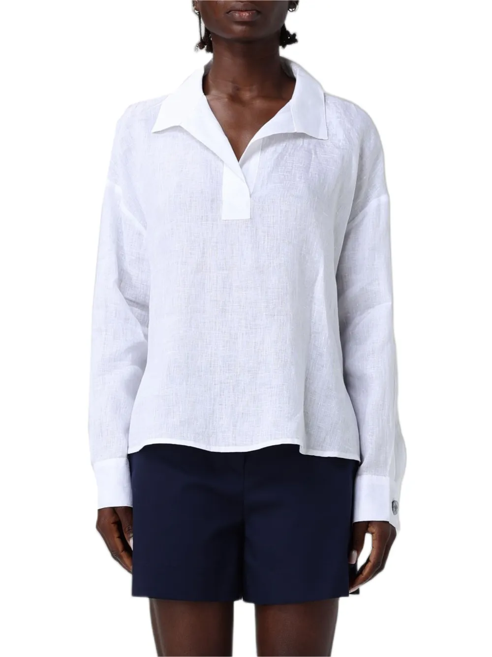 Emporio Armani long-sleeve linen blouse - Bianco
