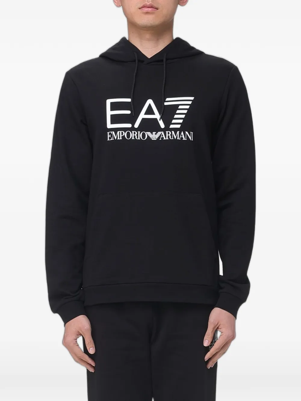 Ea7 Emporio Armani logo-print cotton hoodie - Nero