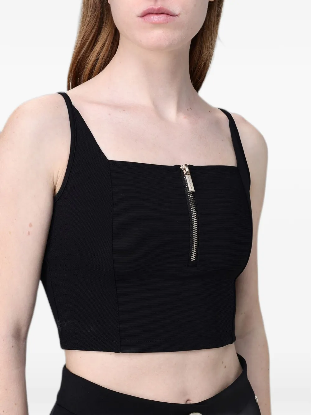 Emporio Armani Ottoman cropped top met rits Zwart