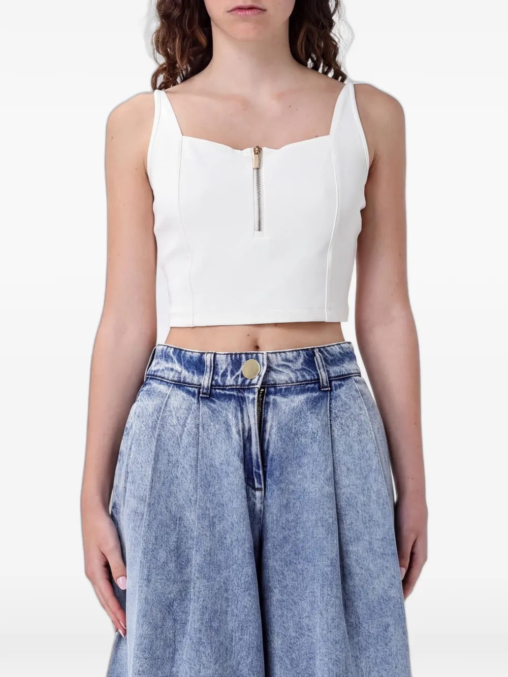 Emporio Armani zip-fastening cropped top - Bianco