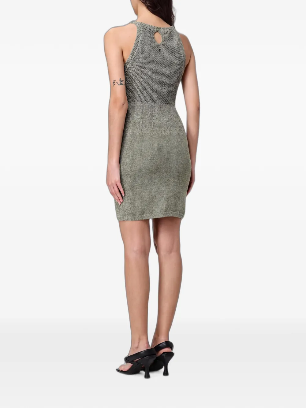 Emporio Armani Gebreide mini-jurk met halternek Groen