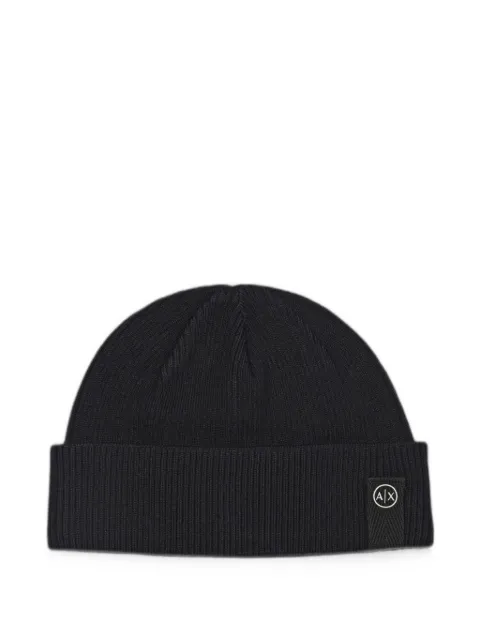 Emporio Armani bonnet côtelé à patch logo