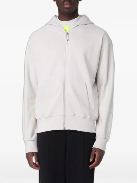 DISCLAIMER logo-print zip-up hoodie