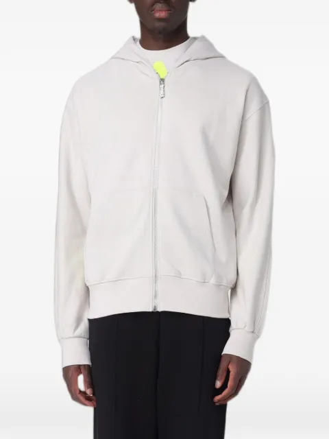 DISCLAIMER logo-print zip-up hoodie
