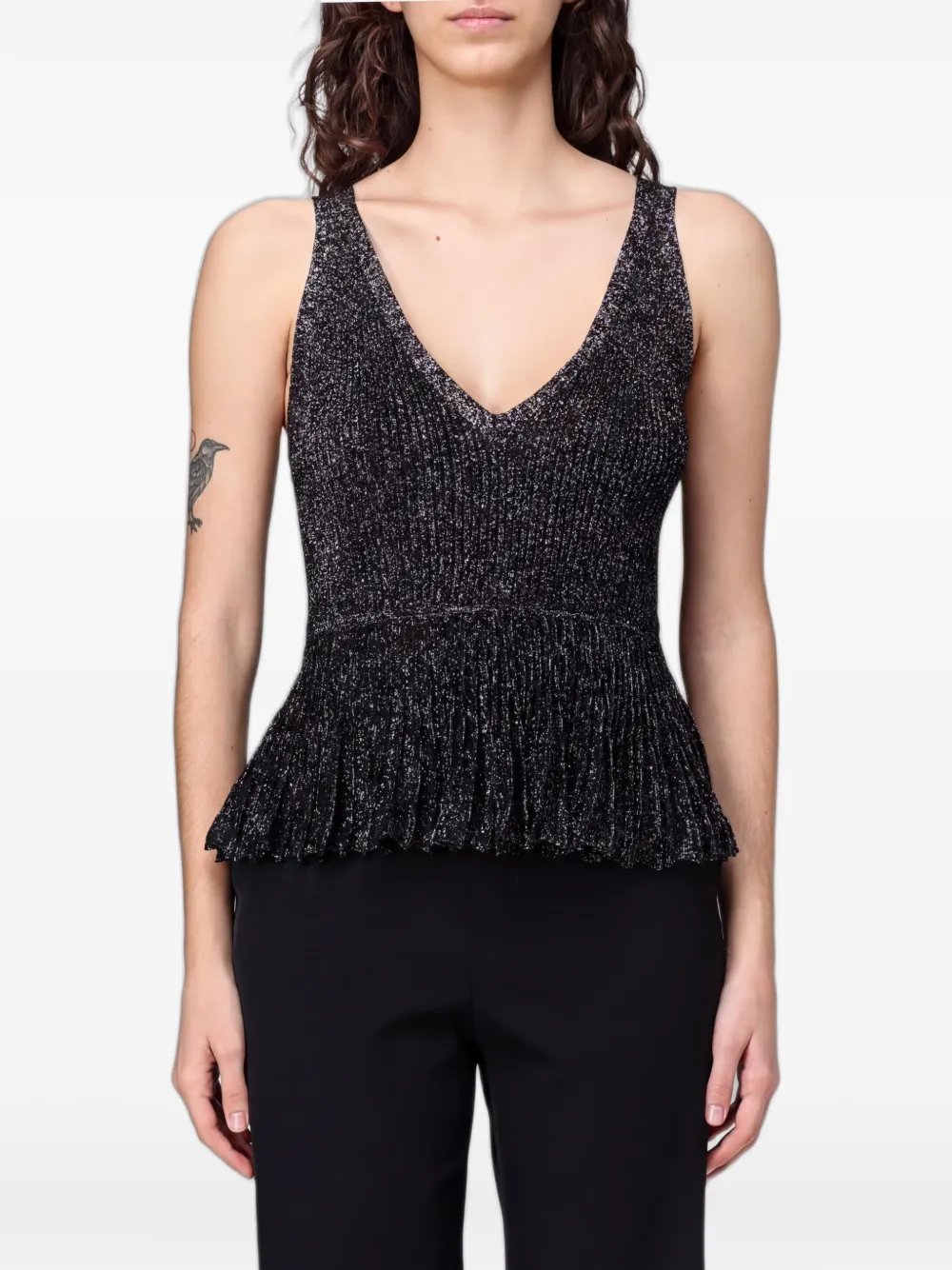 MOSCHINO JEANS Top con scollo a V - Nero