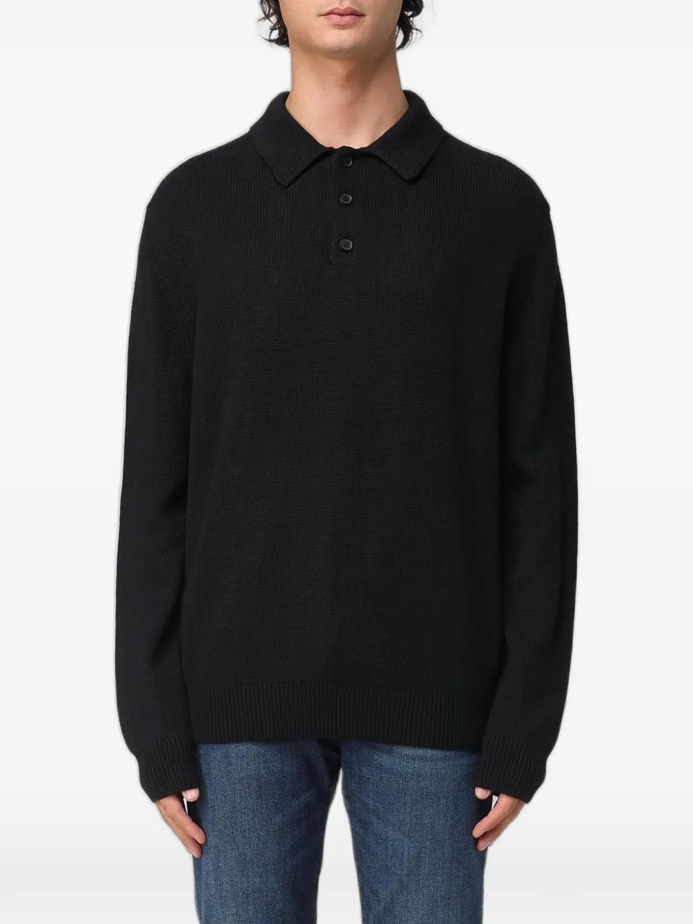 Emporio Armani long-sleeve knitted polo shirt - Nero