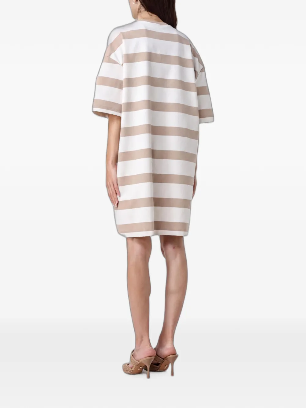 Max Mara Gestreepte midi-jurk met korte mouwen Wit