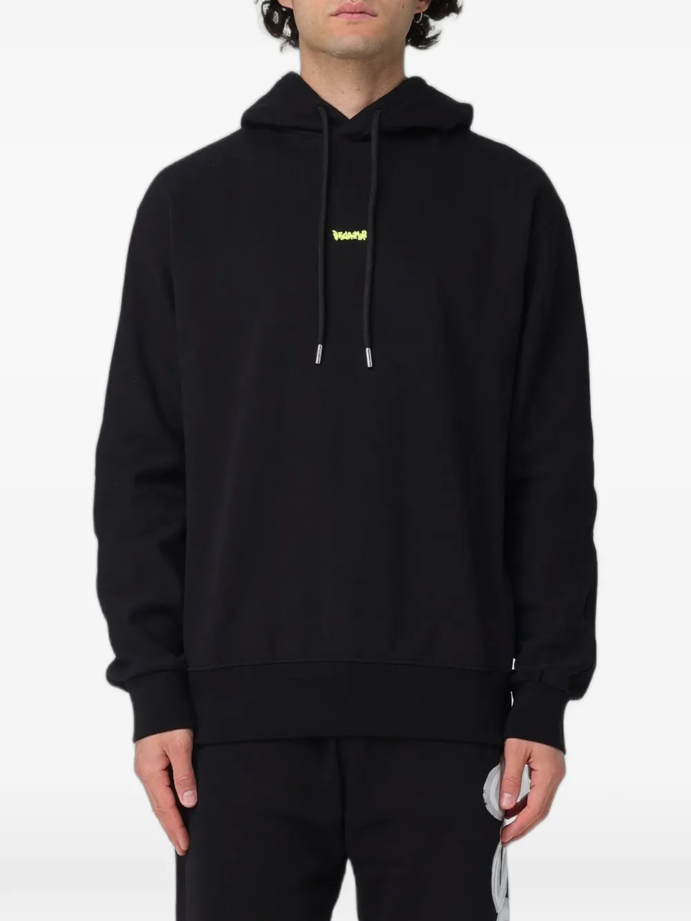 DISCLAIMER logo-print drop-shoulder hoodie - Nero