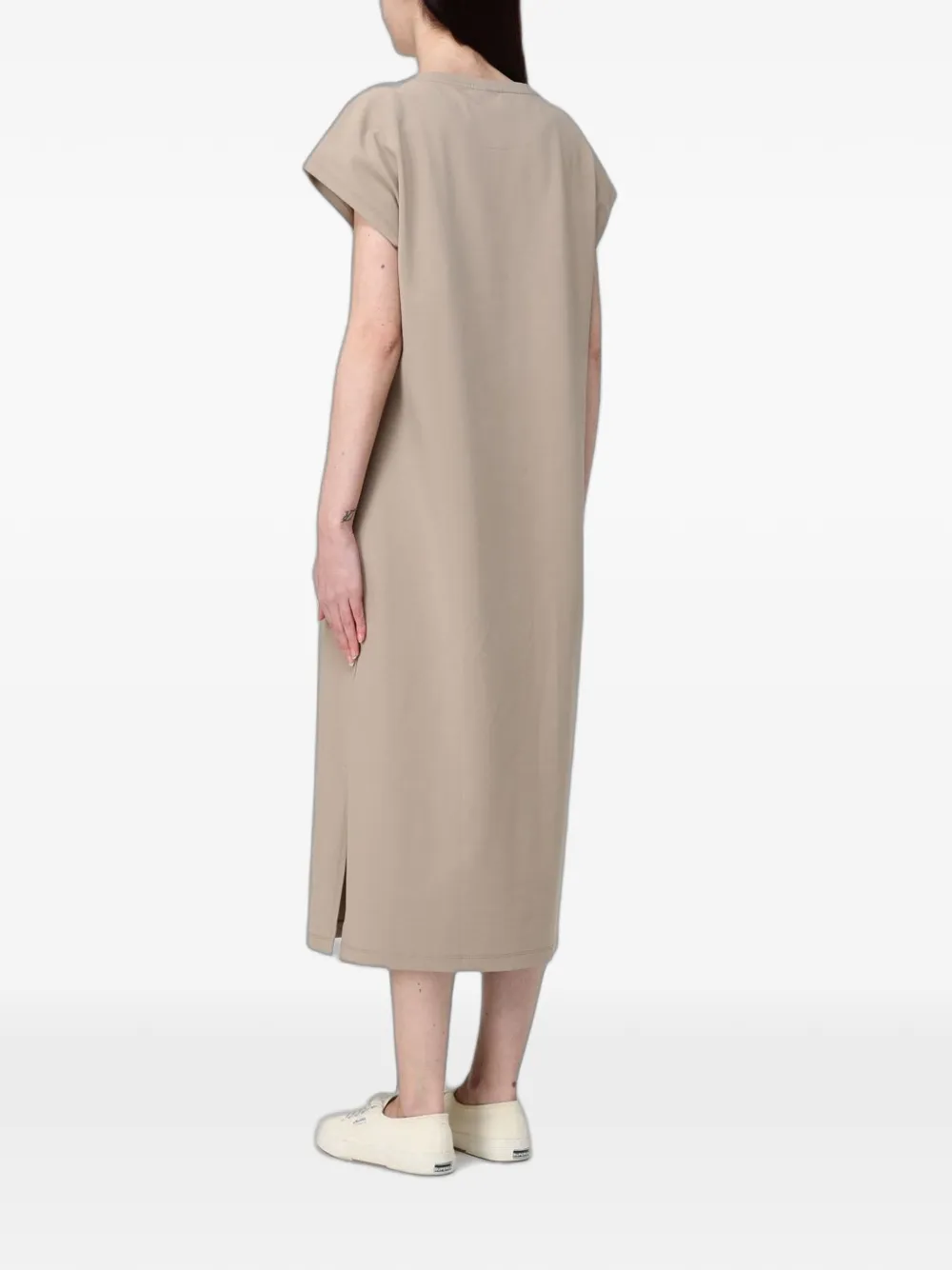 Ea7 Emporio Armani Midi-jurk met logoprint Beige