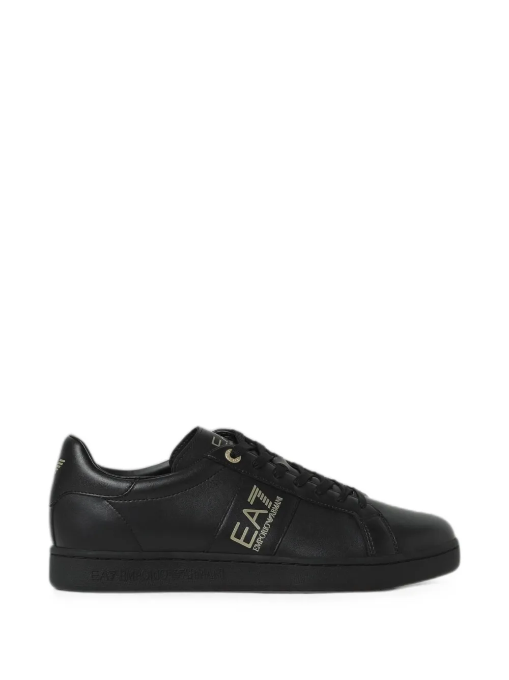 Ea7 Emporio Armani logo-print leather sneakers Zwart