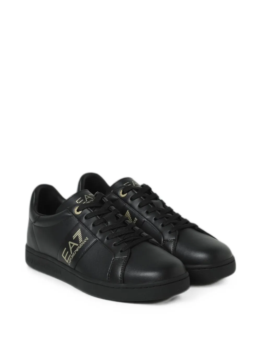Ea7 Emporio Armani logo-print leather sneakers Zwart