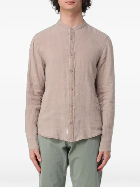 Blauer band-collar linen shirt