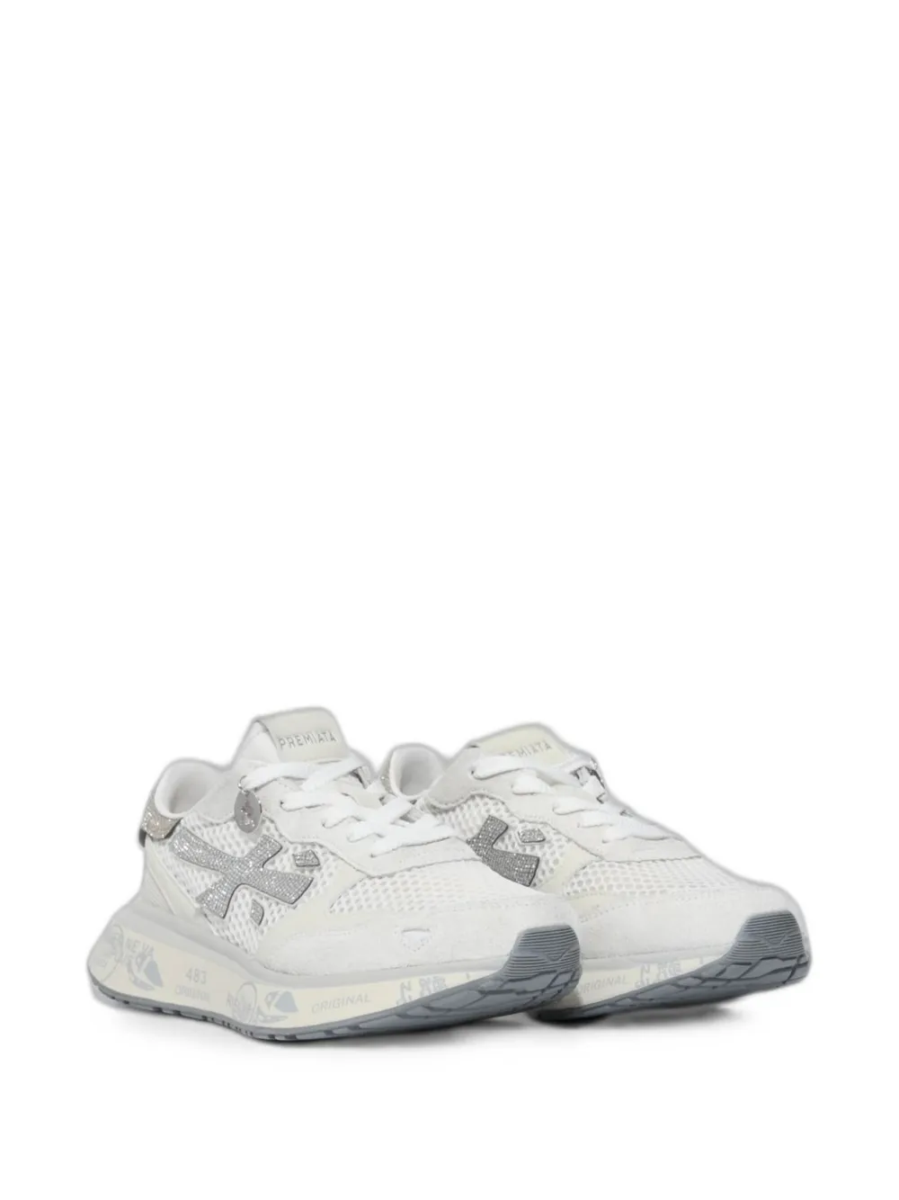 Premiata Lauryn glitter-effect mesh sneakers Wit