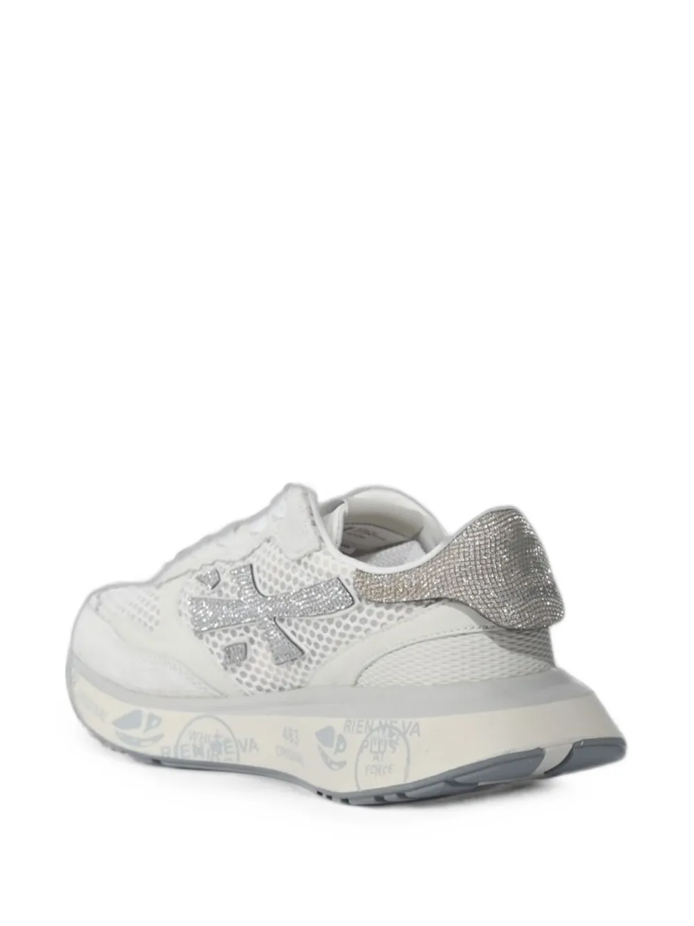 Premiata Lauryn glitter-effect mesh sneakers Wit