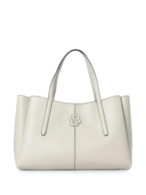 BOSS pebbled-texture logo-patch tote bag