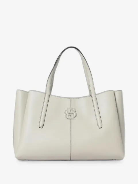 BOSS pebbled-texture logo-patch tote bag