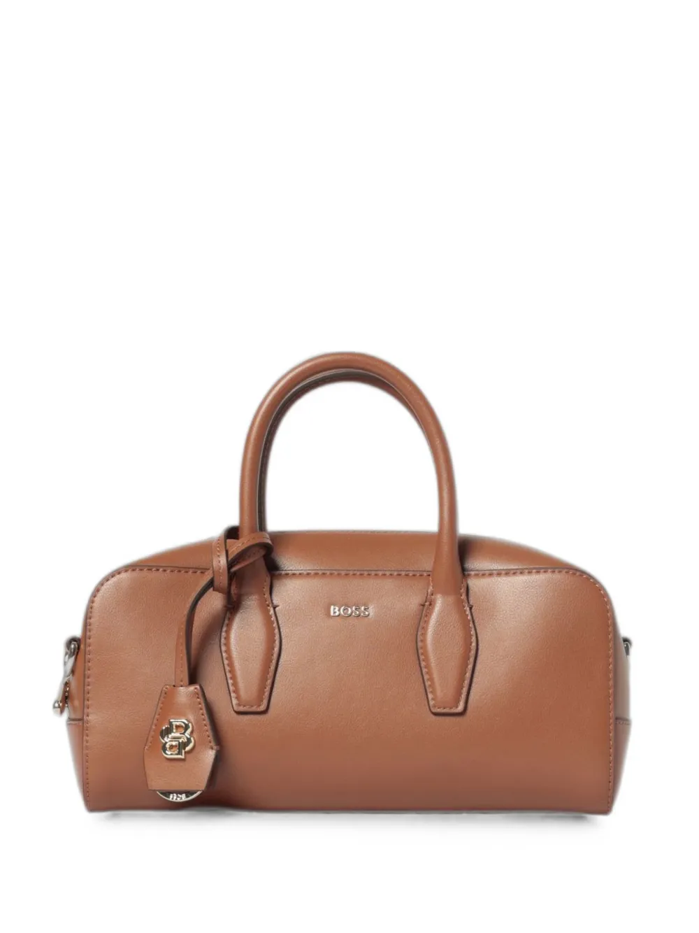 BOSS Double B leather shoulder bag - Braun