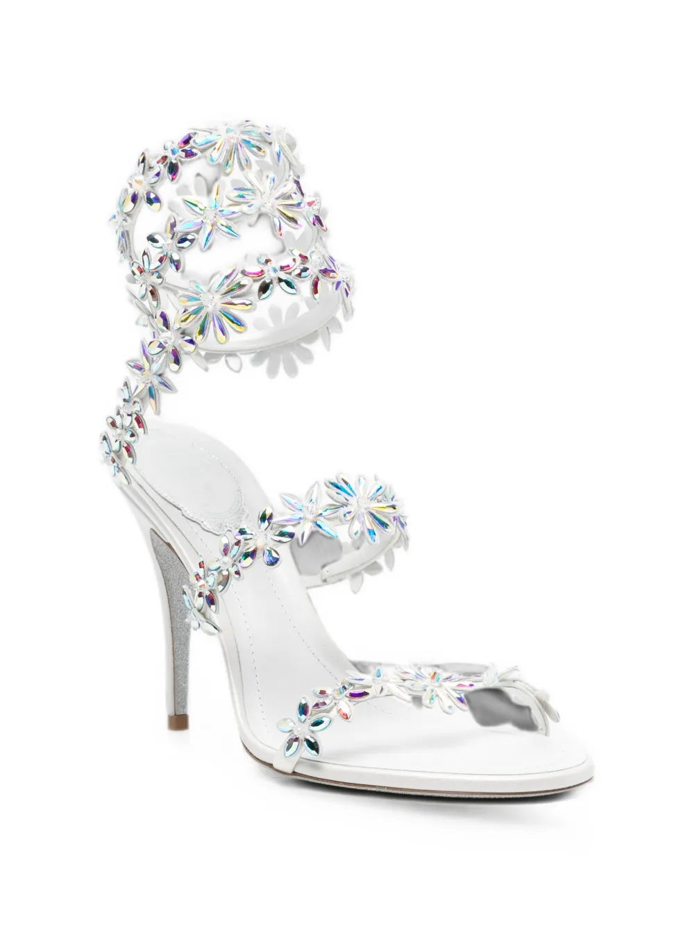 René Caovilla Eva floral-embellished sandals Wit