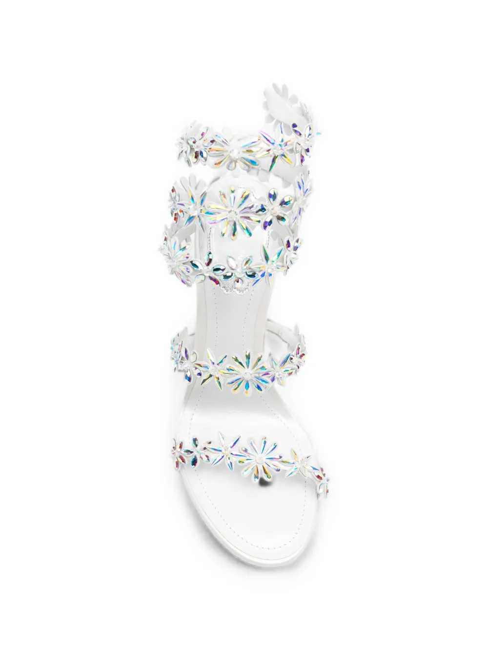 René Caovilla Eva floral-embellished sandals Wit