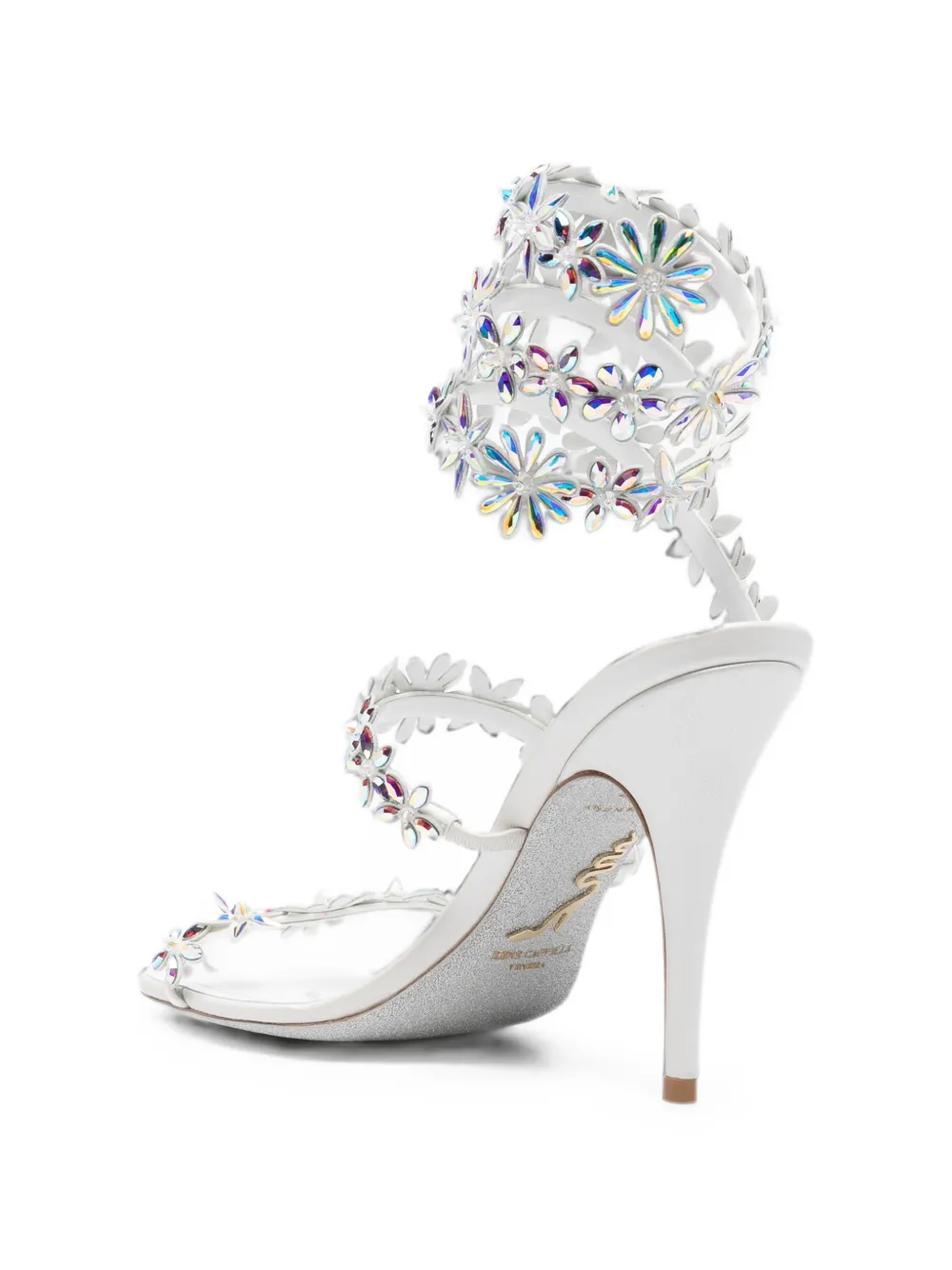 René Caovilla Eva floral-embellished sandals Wit