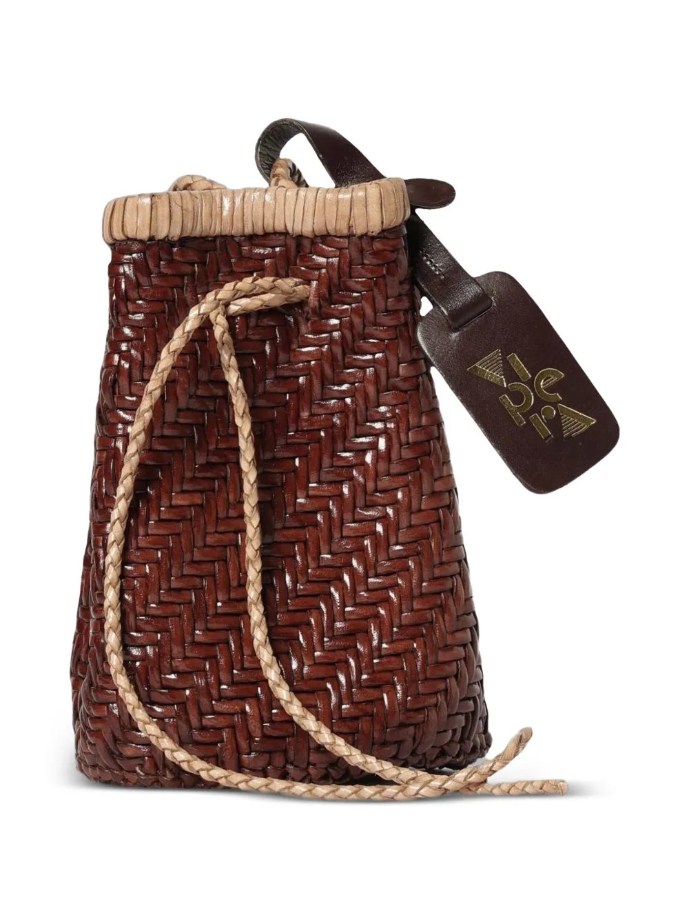 VIPERA Frida Frame woven leather bucket bag - Braun